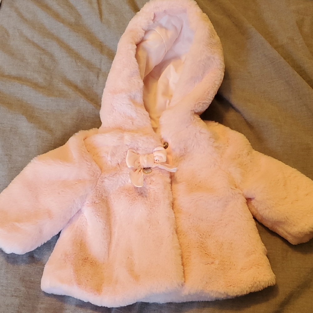 NWT Mayoral Lux Faux Fur Pink Coat for Baby Girl